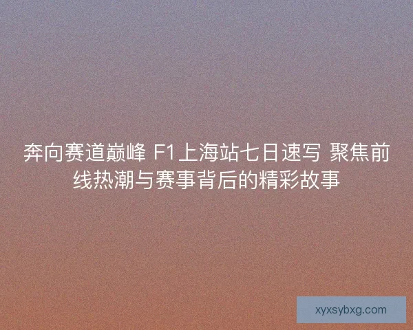 奔向赛道巅峰 F1上海站七日速写 聚焦前线热潮与赛事背后的精彩故事