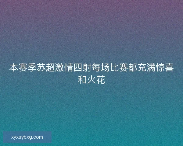 本赛季苏超激情四射每场比赛都充满惊喜和火花