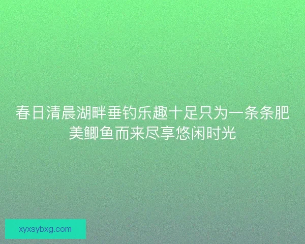 春日清晨湖畔垂钓乐趣十足只为一条条肥美鲫鱼而来尽享悠闲时光 春日清晨湖畔垂钓乐趣十足只为一条条肥美鲫鱼而来尽享悠闲时光